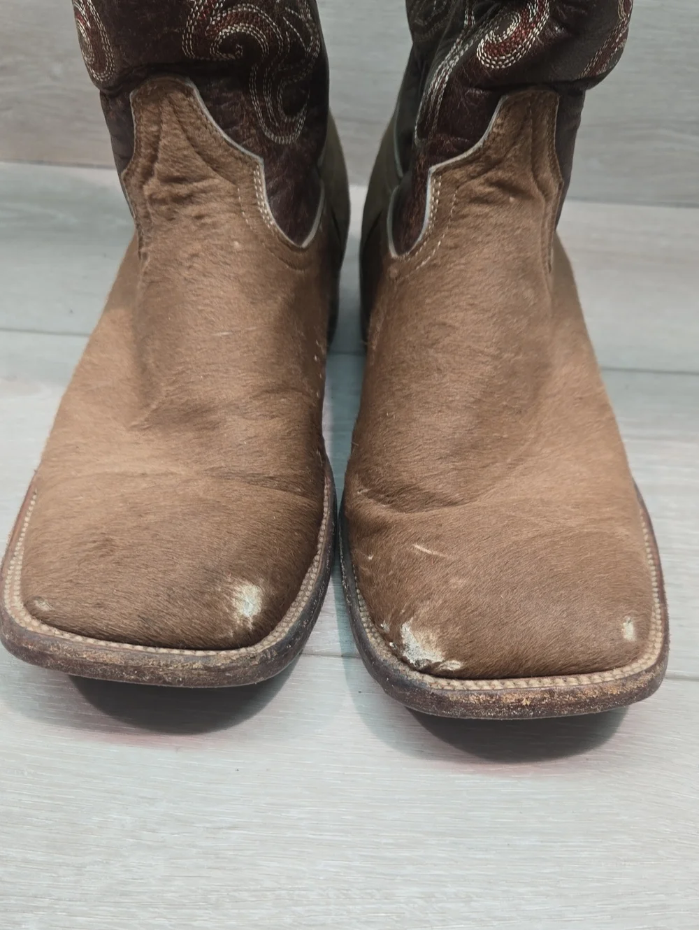 Vintage Boots El Cadaffy Mens Westert Square Fur Lesther Cowboy Shoes Boots 8.5